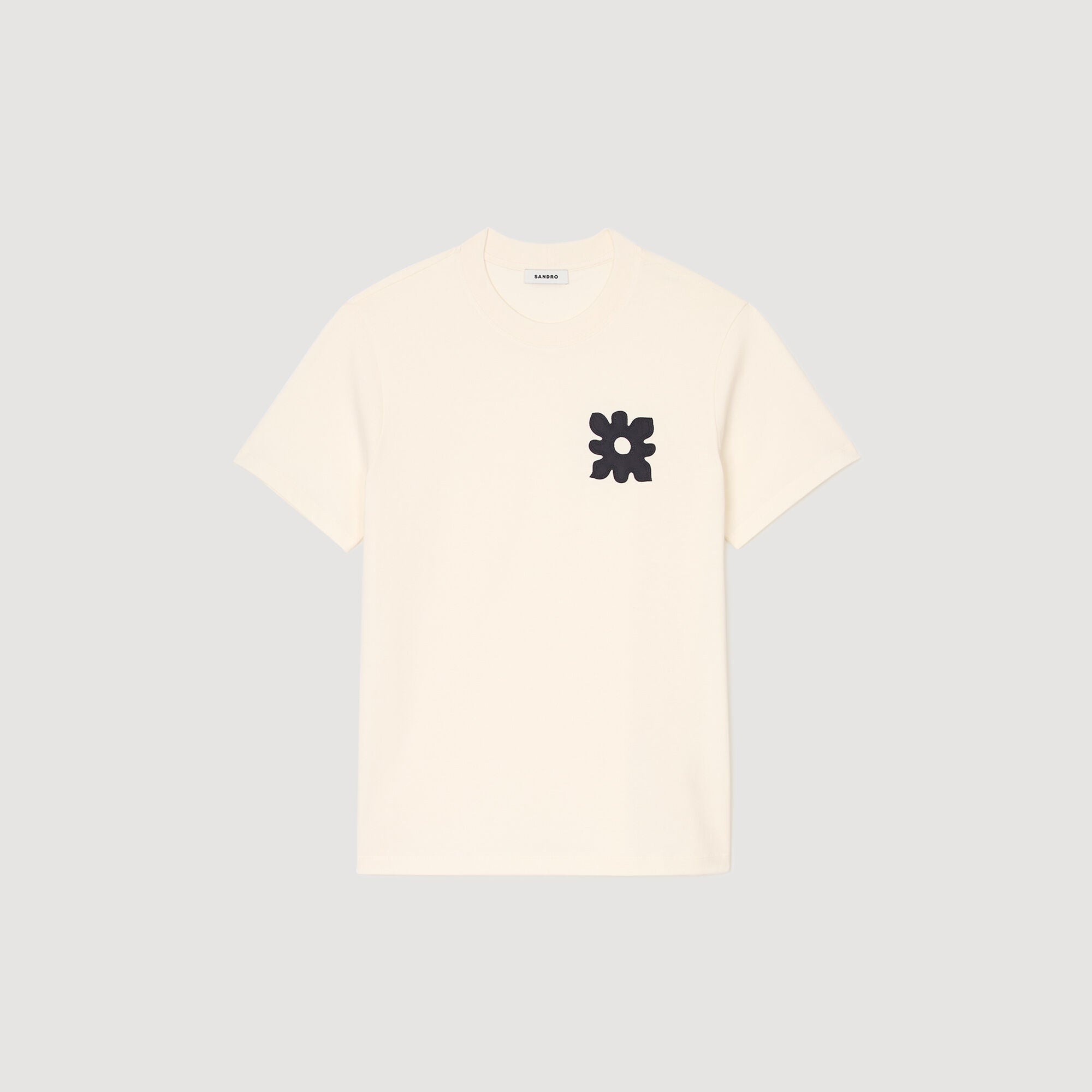  Vintage Flower Tee T-Shirt With Flower Detail Ivory.