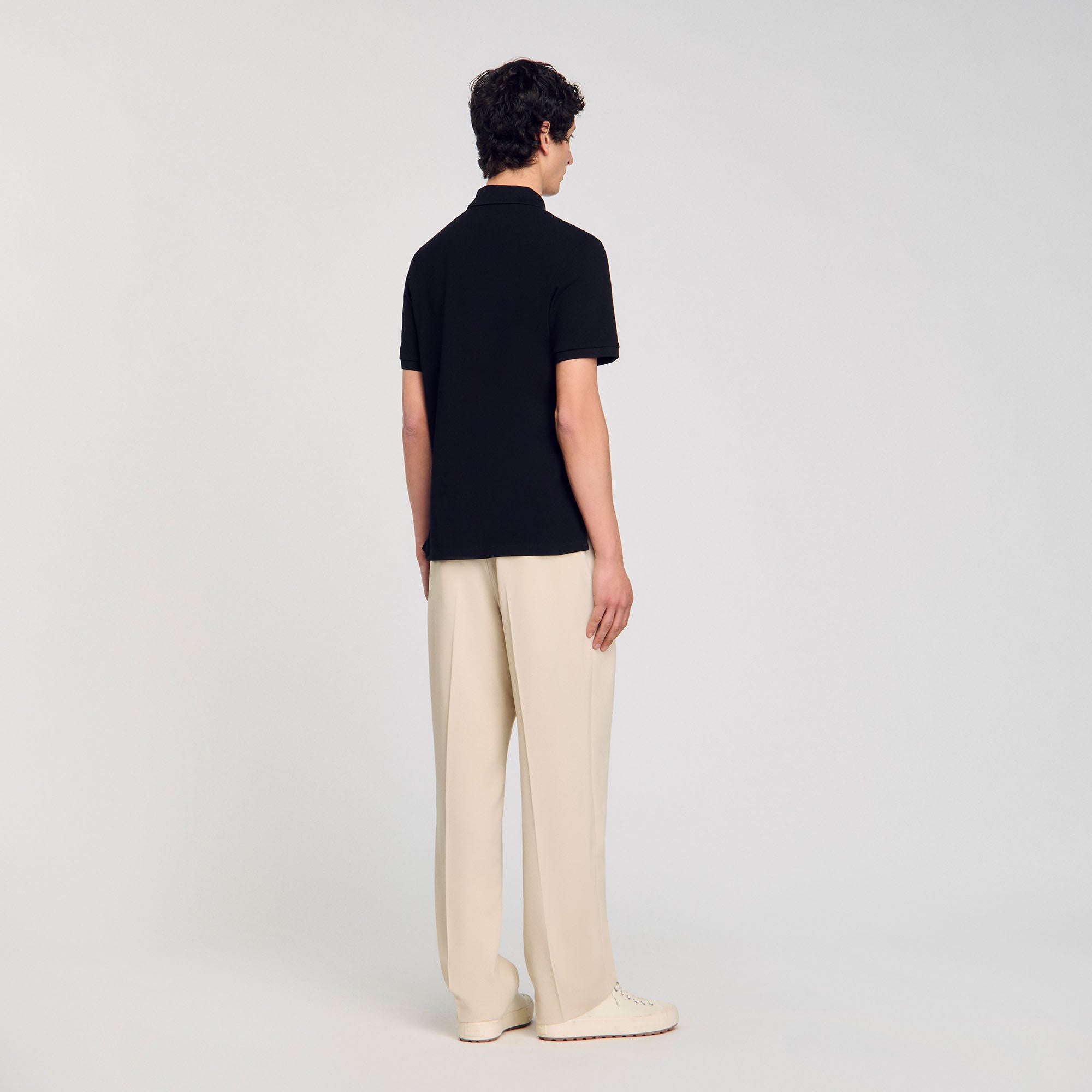 Polo Cross Patch Cotton Polo Shirt Black