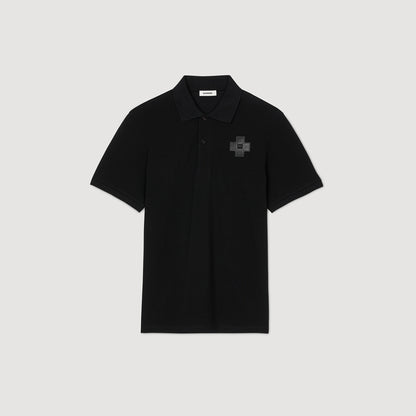 Polo Cross Patch Cotton Polo Shirt Black