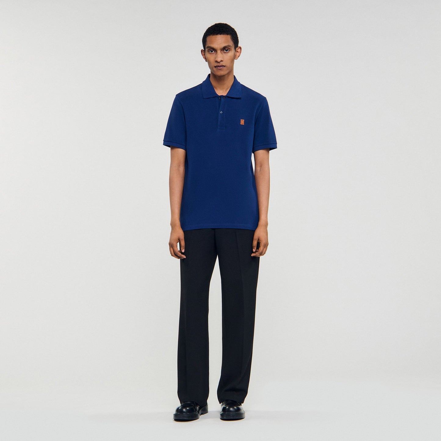 Polo Patch 4S Polo Shirt With Leather Logo Navy Blue