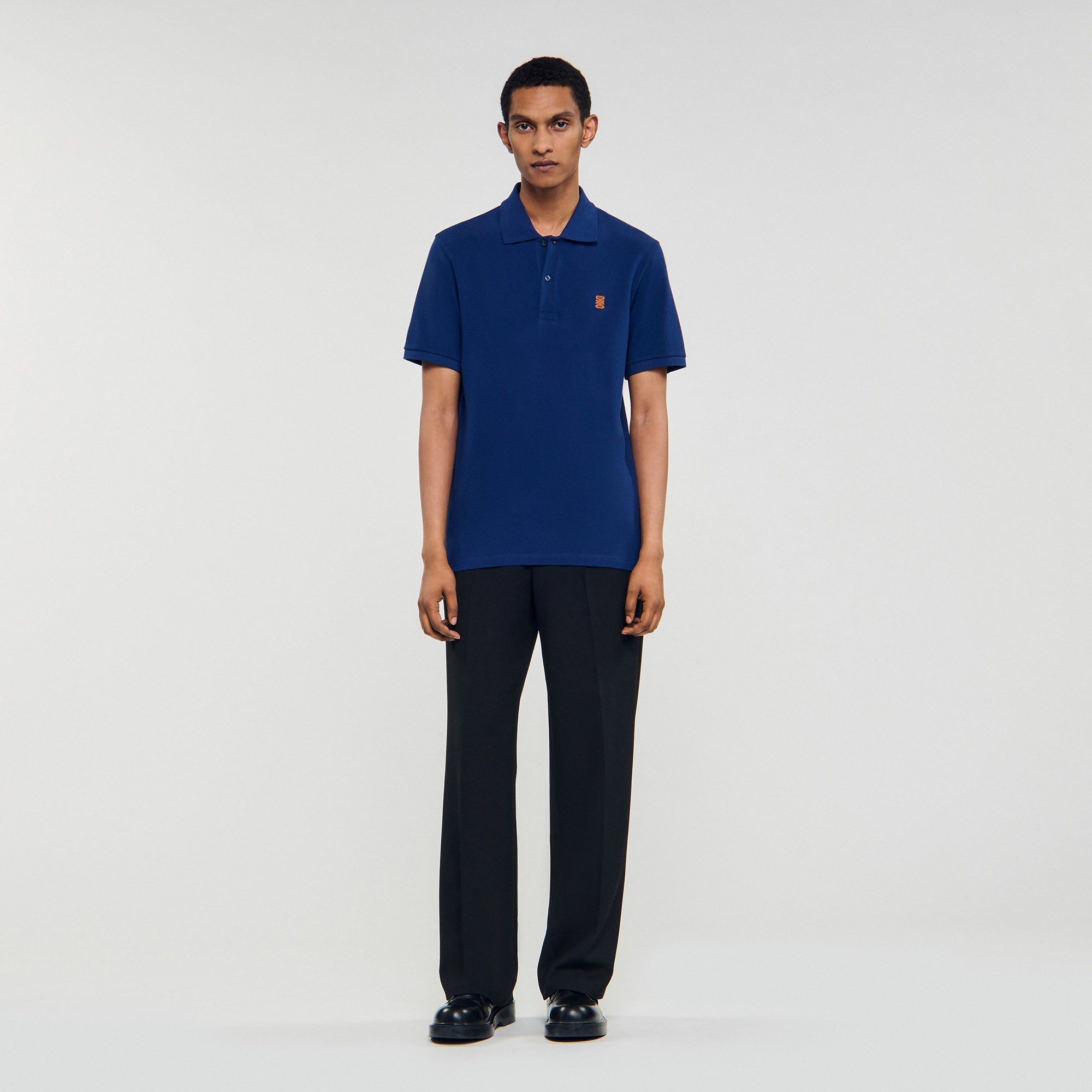 Polo Patch 4S Polo Shirt With Leather Logo Navy Blue