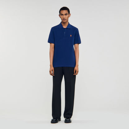Polo Patch 4S Polo Shirt With Leather Logo Navy Blue