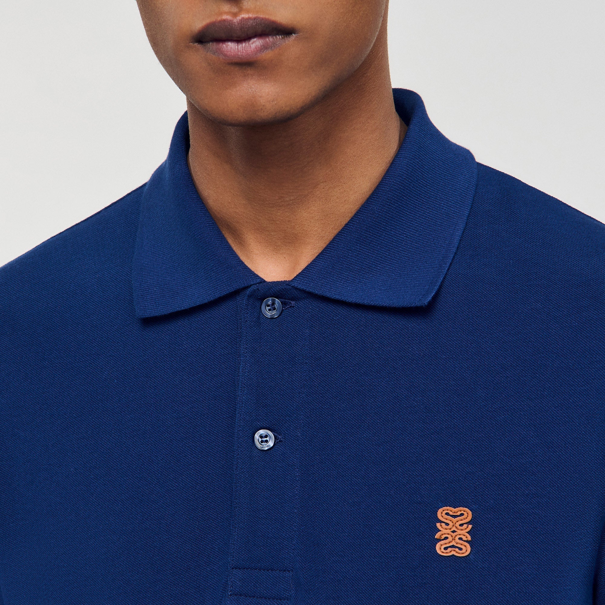 Polo Patch 4S Polo Shirt With Leather Logo Navy Blue