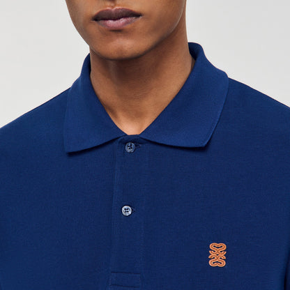 Polo Patch 4S Polo Shirt With Leather Logo Navy Blue