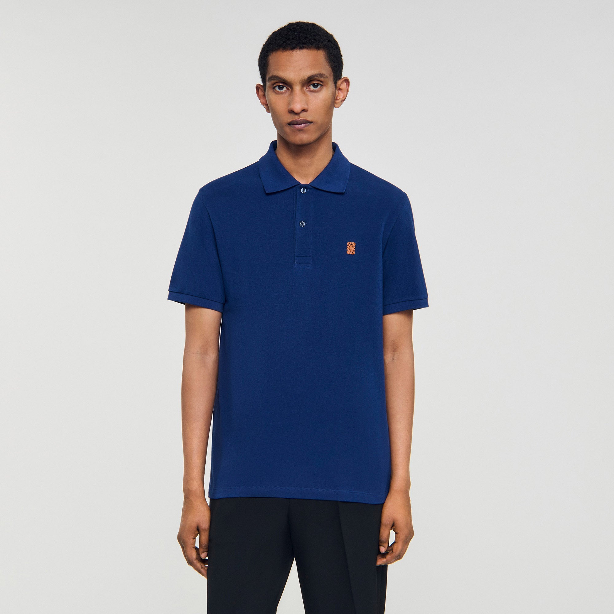Polo Patch 4S Polo Shirt With Leather Logo Navy Blue