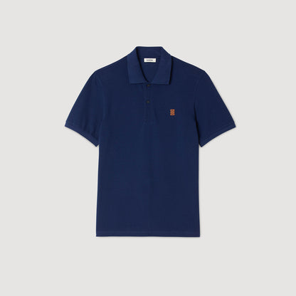 Polo Patch 4S Polo Shirt With Leather Logo Navy Blue
