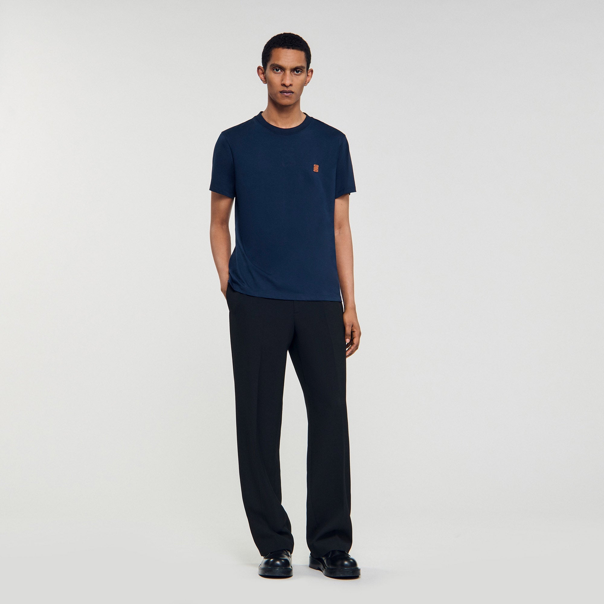 Tshirt Patch 4S Leather Logo T-Shirt Navy Blue