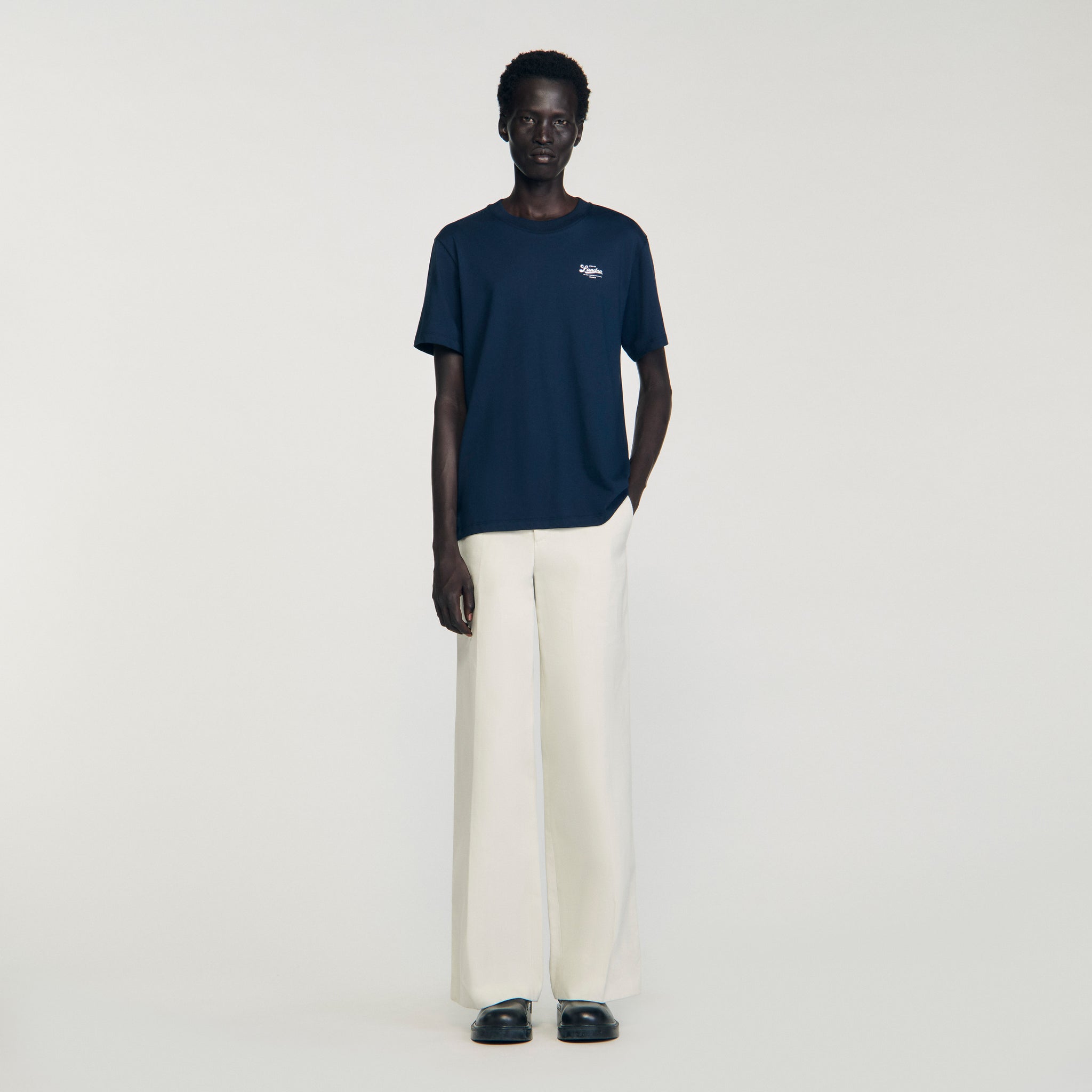 Atelier Tee T-Shirt With Appliqué Logo Midnight Blue