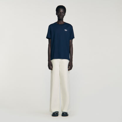 Atelier Tee T-Shirt With Appliqué Logo Midnight Blue