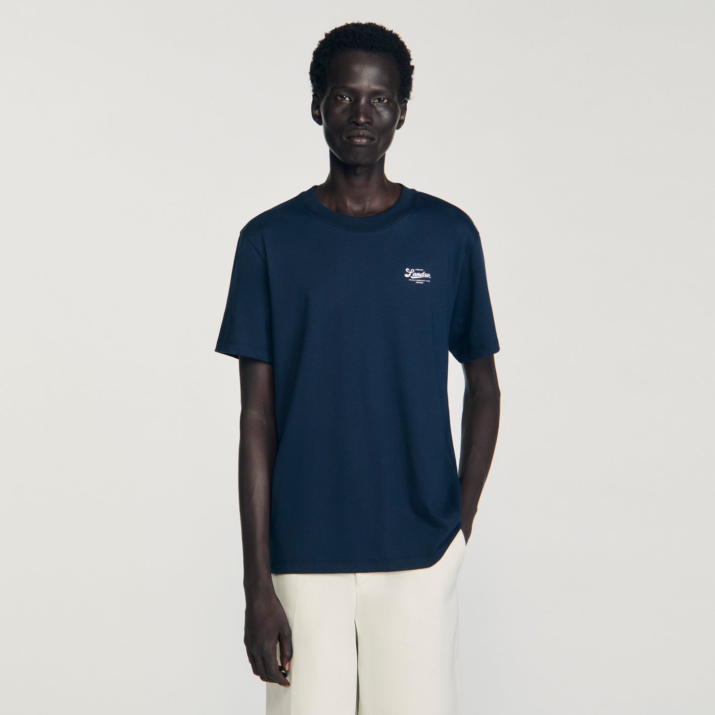 Atelier Tee T-Shirt With Appliqué Logo Midnight Blue