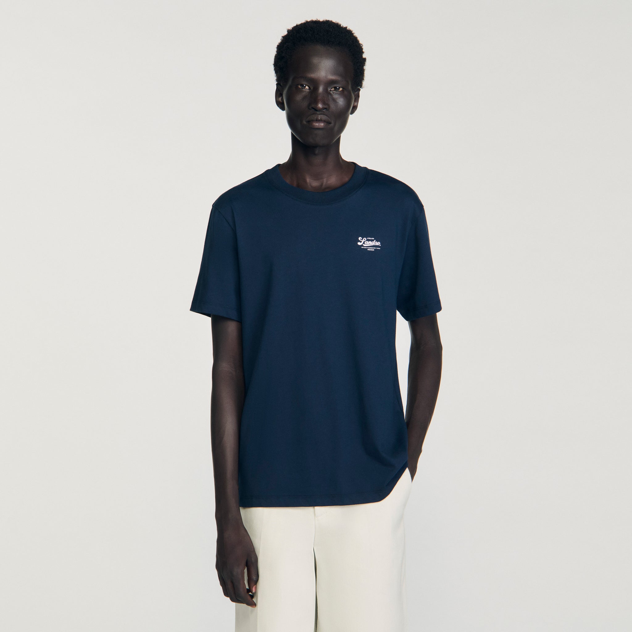 Atelier Tee T-Shirt With Appliqué Logo Midnight Blue
