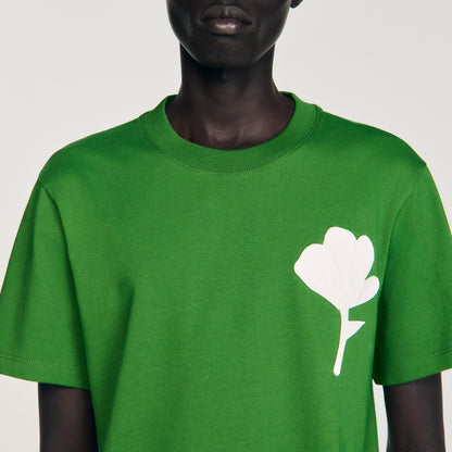 Layered Flower Tee T-Shirt With Flower Patch Lime