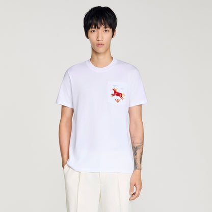 Horse Tee Embroidered Horse Cotton T-Shirt White