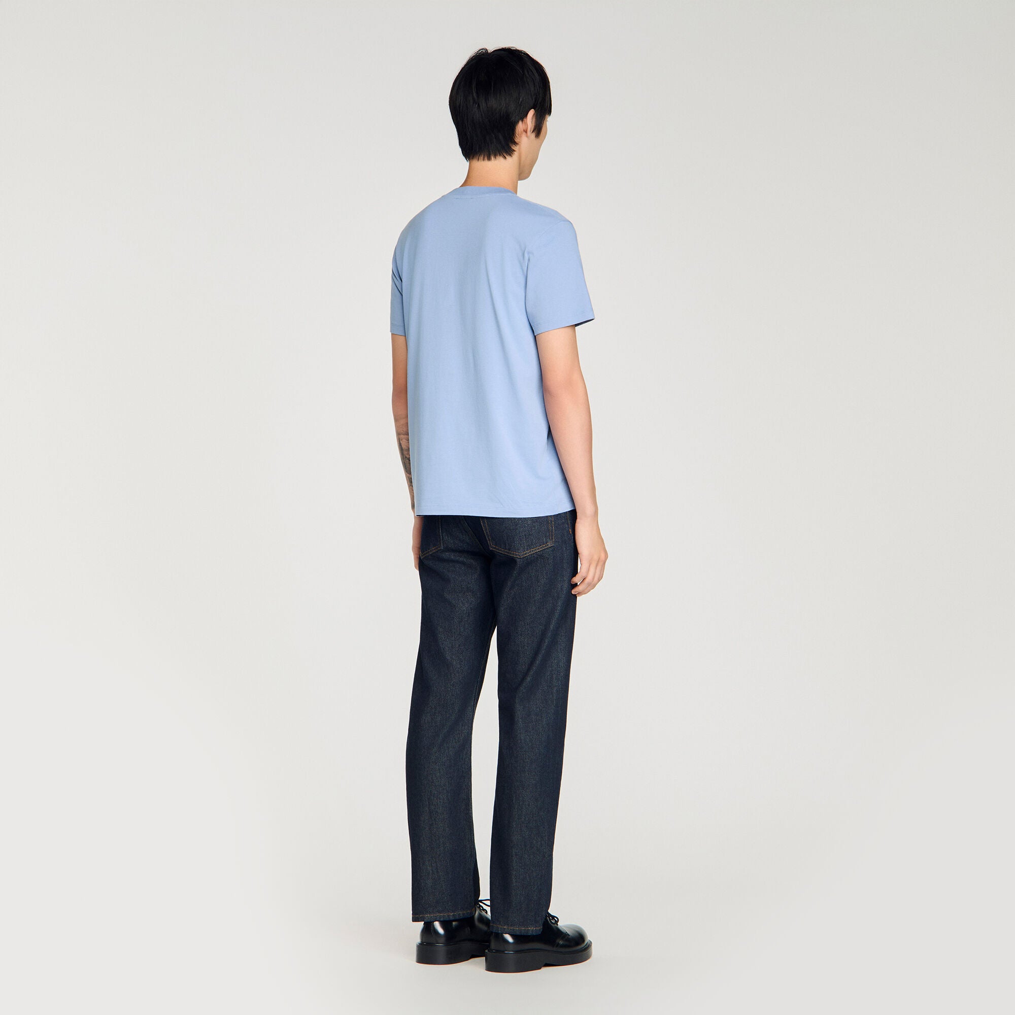 Horse Tee Embroidered Horse Cotton T-Shirt Sky Blue