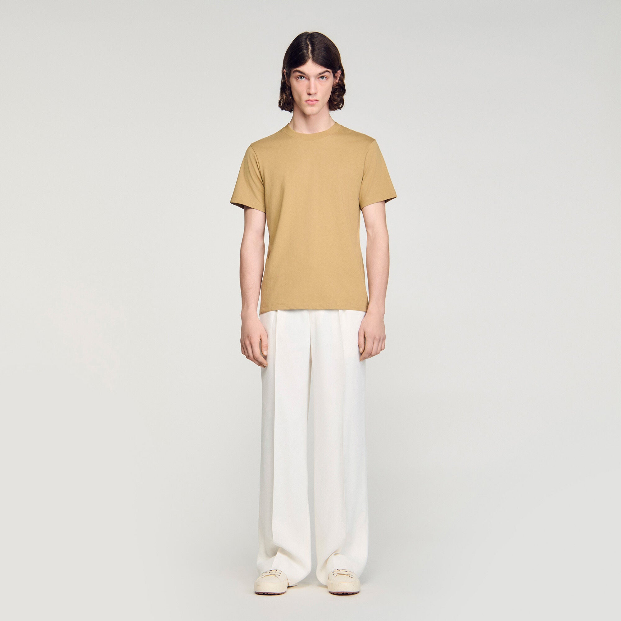 Sandro Logo Tee Cotton T-Shirt Beige
