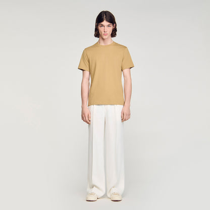 Sandro Logo Tee Cotton T-Shirt Beige