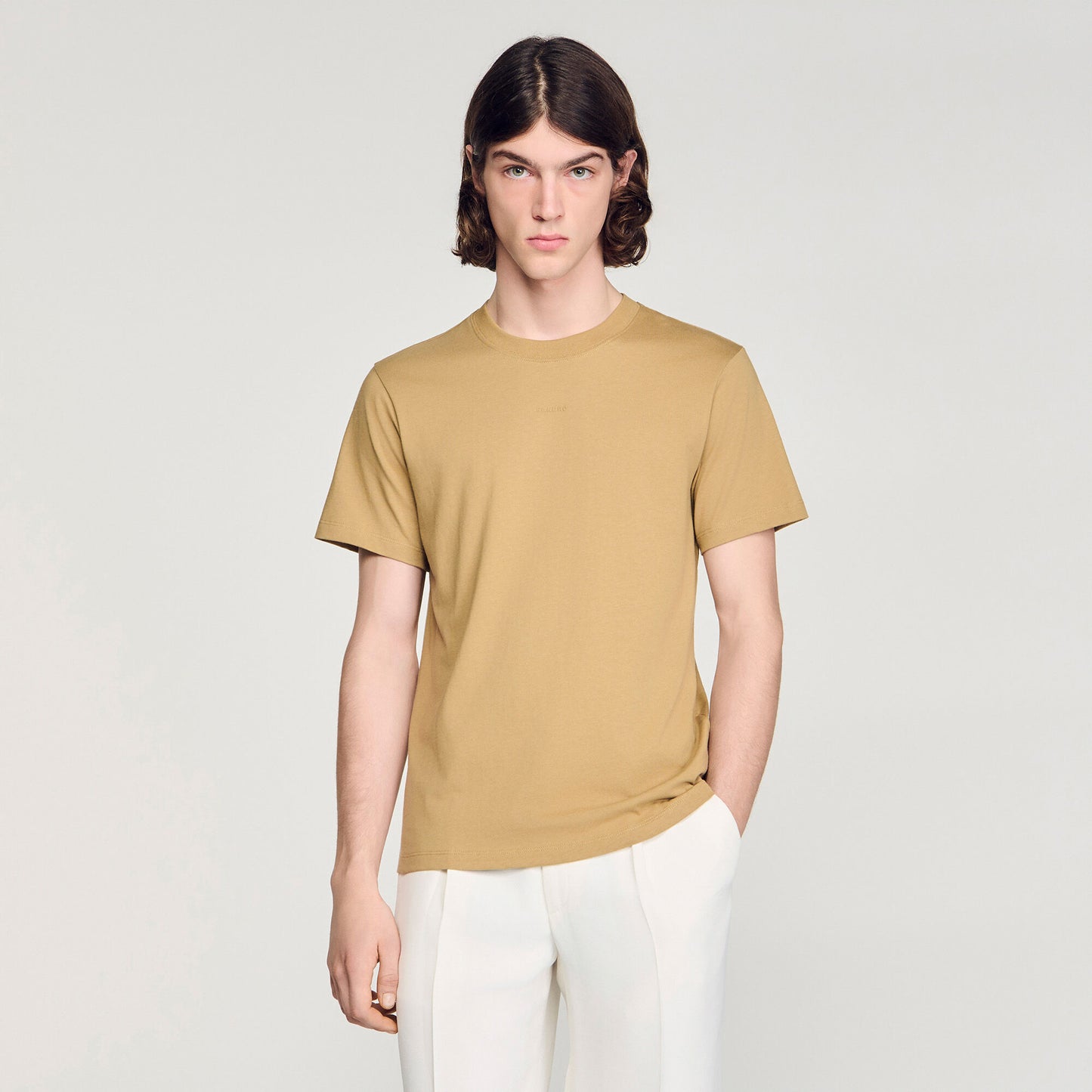 Sandro Logo Tee Cotton T-Shirt Beige