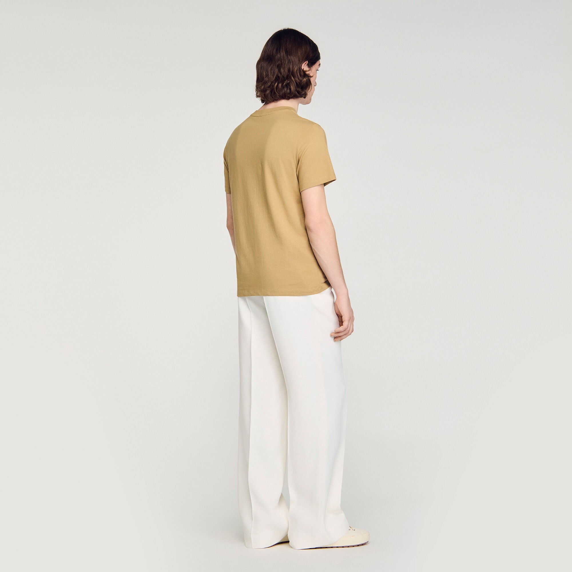 Sandro Logo Tee Cotton T-Shirt Beige