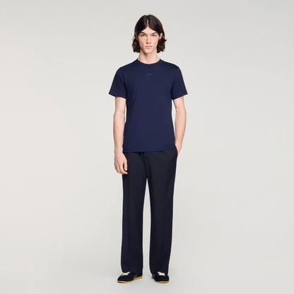 Sandro Logo Tee Cotton T-Shirt Navy Blue