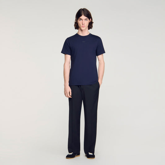 Sandro Logo Tee Cotton T-Shirt Navy Blue