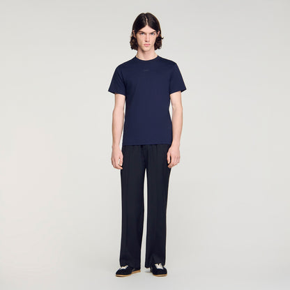 Sandro Logo Tee Cotton T-Shirt Navy Blue
