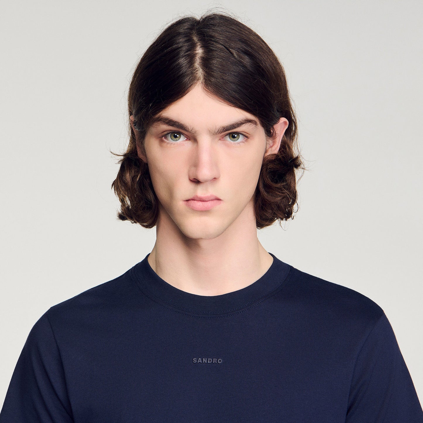 Sandro Logo Tee Cotton T-Shirt Navy Blue