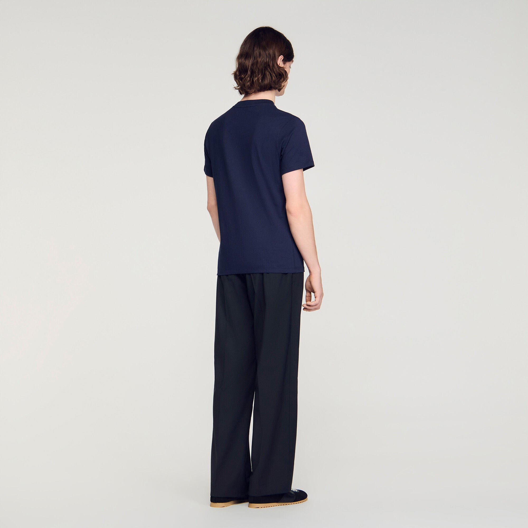 Sandro Logo Tee Cotton T-Shirt Navy Blue