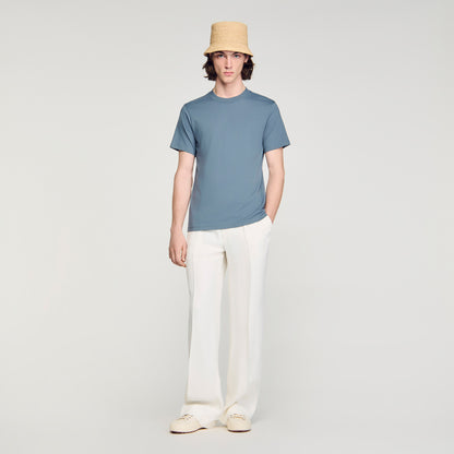 Sandro Logo Tee Cotton T-Shirt Grey / Blue