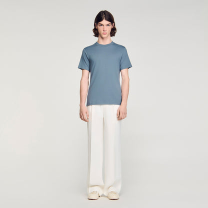 Sandro Logo Tee Cotton T-Shirt Grey / Blue