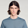 Sandro Logo Tee Cotton T-Shirt Grey / Blue