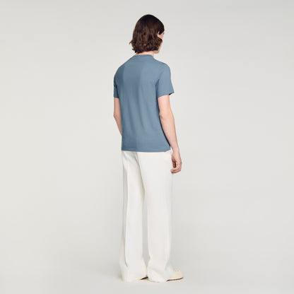 Sandro Logo Tee Cotton T-Shirt Grey / Blue