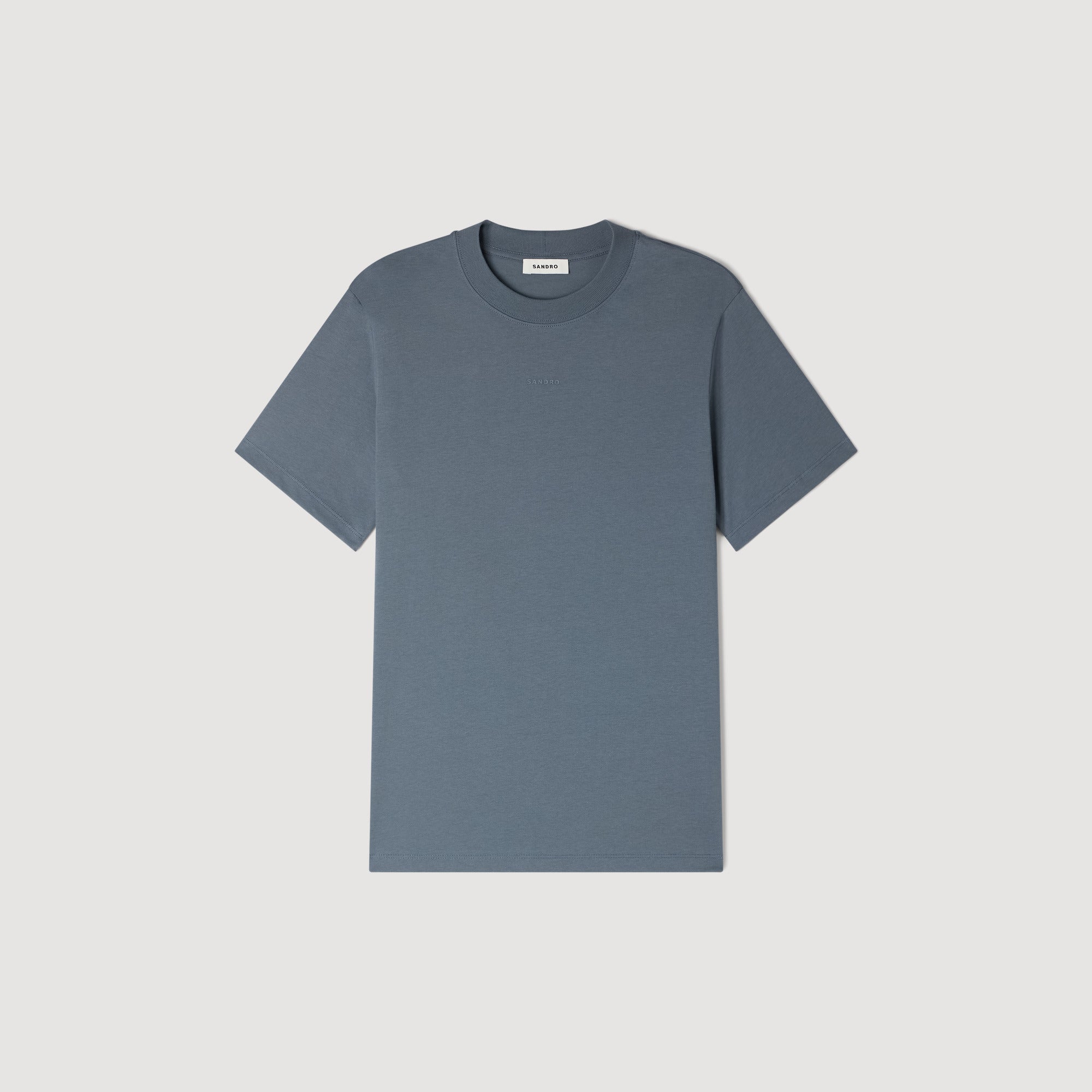 Sandro Logo Tee Cotton T-Shirt Grey / Blue