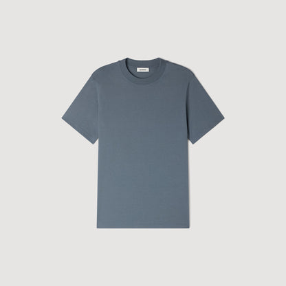 Sandro Logo Tee Cotton T-Shirt Grey / Blue