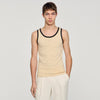 Cotton Vest Top With Patch Sand