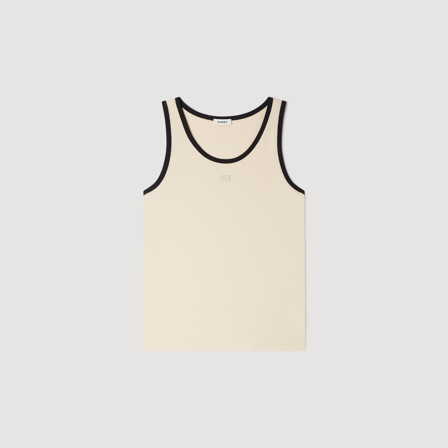 Cotton Vest Top With Patch Sand