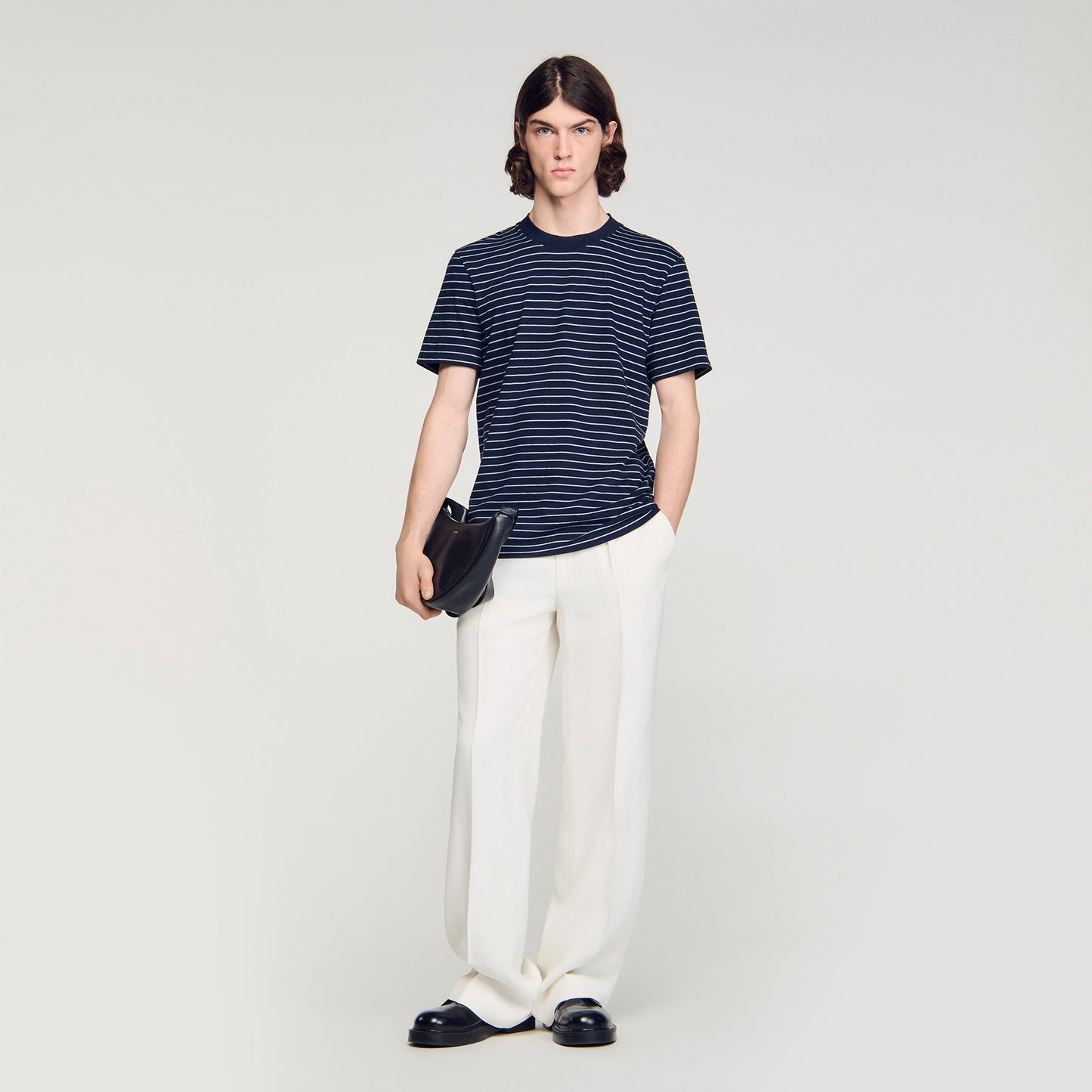 Striped T Shirt Marine Blanc