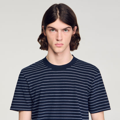 Striped T Shirt Marine Blanc