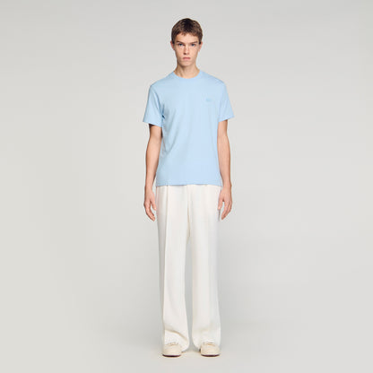 T Shirt With Double S Patch Sky Blue