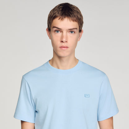 T Shirt With Double S Patch Sky Blue