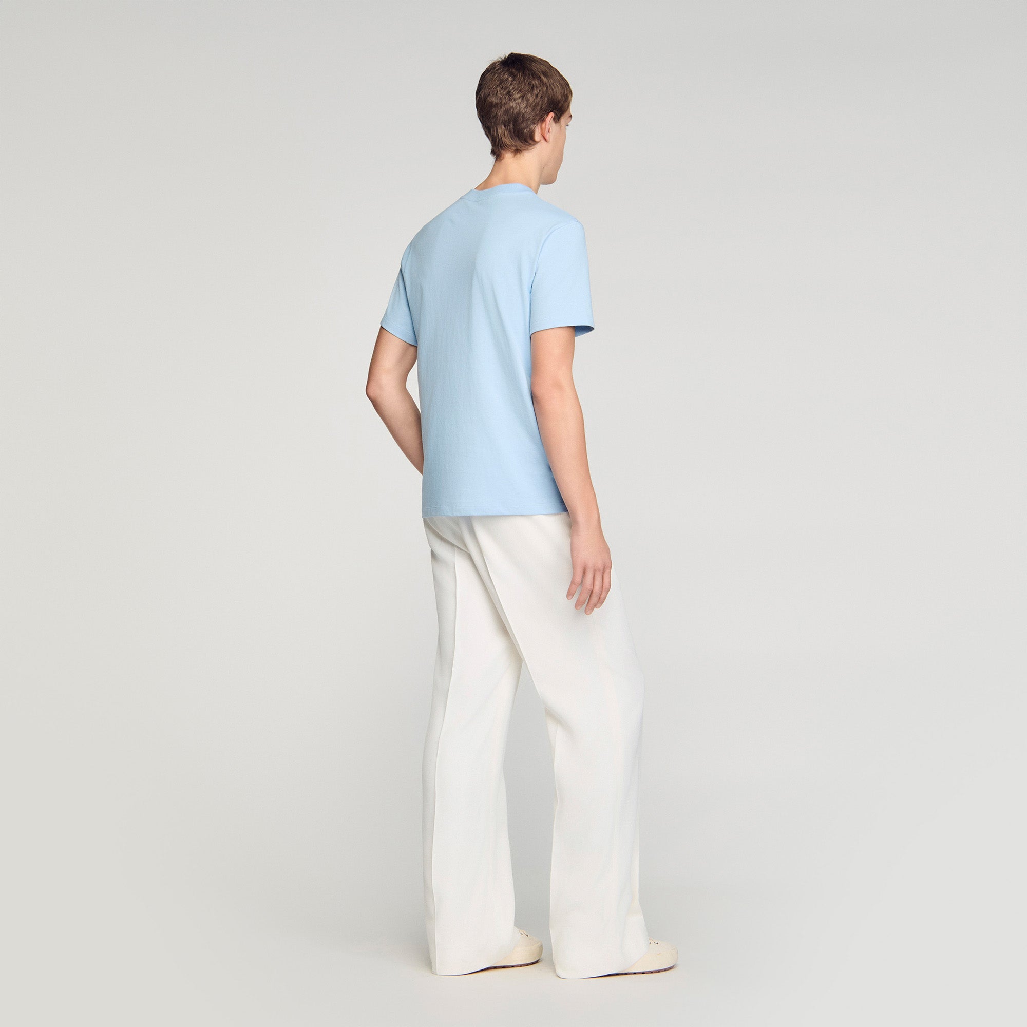 T Shirt With Double S Patch Sky Blue