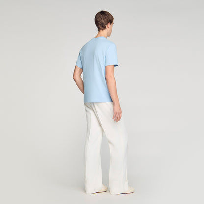 T Shirt With Double S Patch Sky Blue