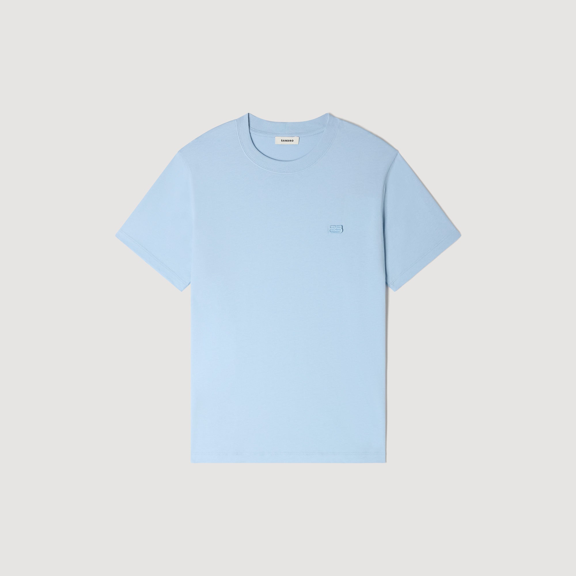 T Shirt With Double S Patch Sky Blue