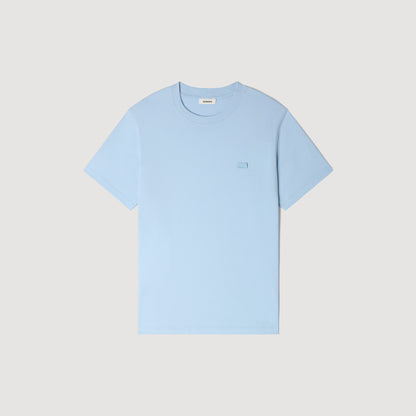 T Shirt With Double S Patch Sky Blue