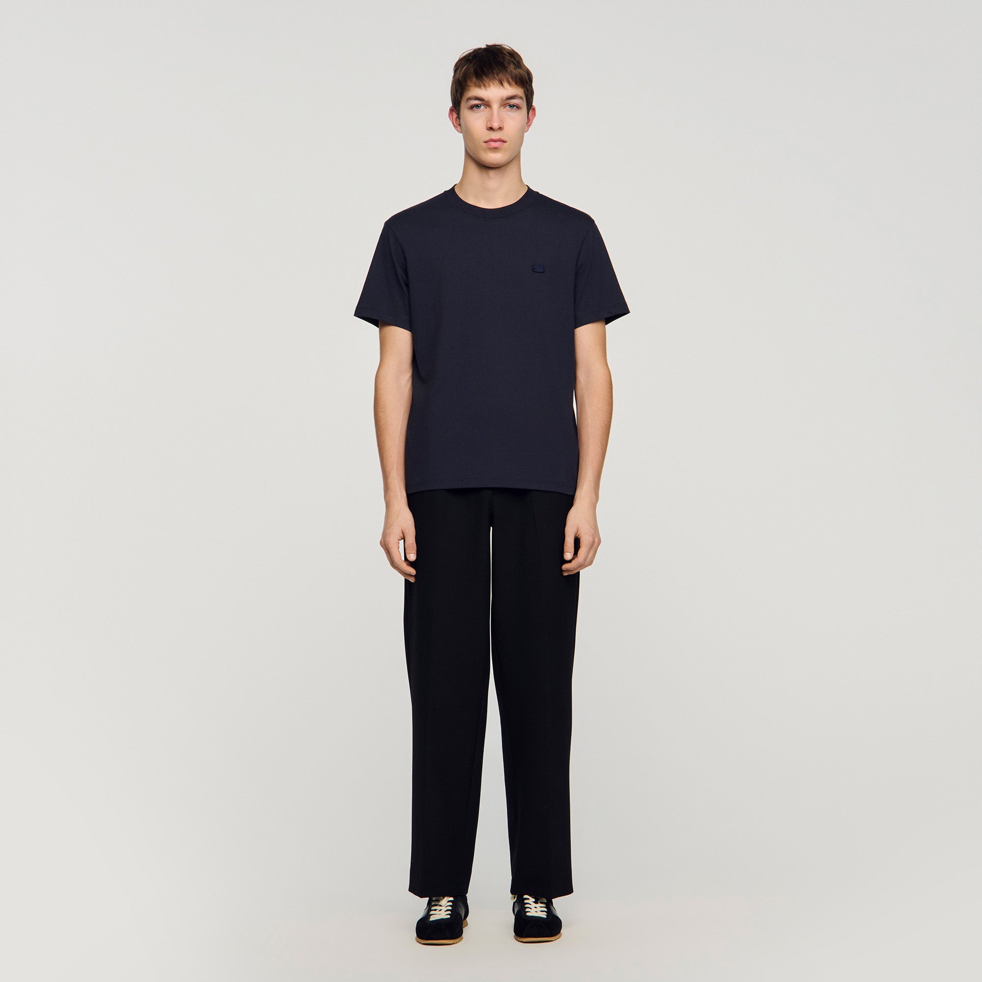 T Shirt With Double S Patch Navy Blue