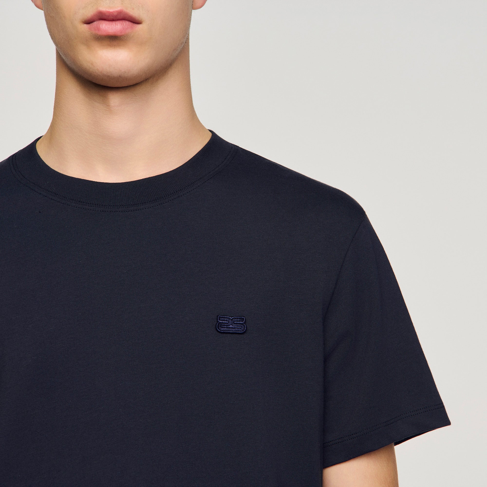 T Shirt With Double S Patch Navy Blue