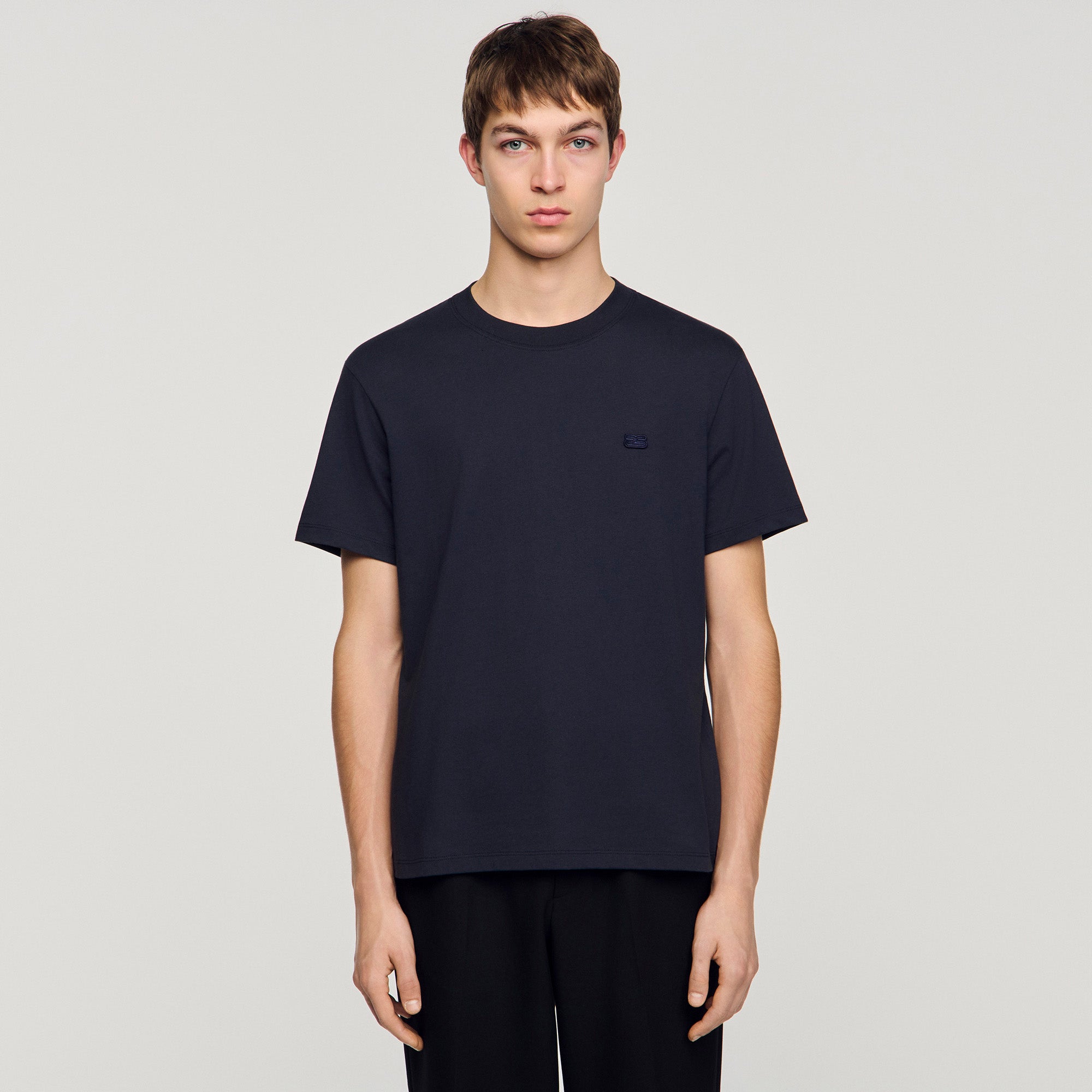 T Shirt With Double S Patch Navy Blue