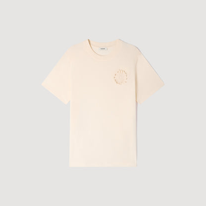 Crochet Flower Tee Cotton Crochet Flower T-Shirt Butter Cream