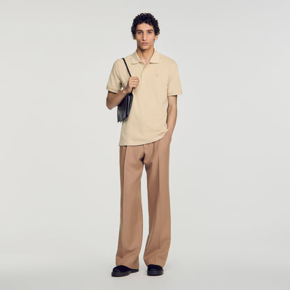 Polo Tonal Patch 4S Cotton polo shirt with leather logo Beige