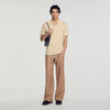 Polo Tonal Patch 4S Cotton polo shirt with leather logo Beige