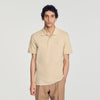 Polo Tonal Patch 4S Cotton polo shirt with leather logo Beige